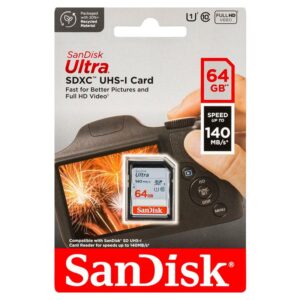 SanDisk Ultra SDXC UHS-I 64GB muistikortti.